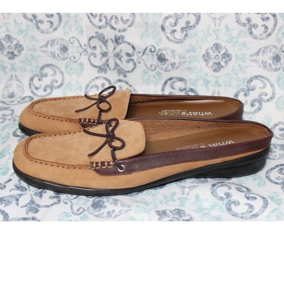 What's What by Aerosoles Size 10 Slip On‎ Mule Loafers Tan Leather - Picture 2 of 8